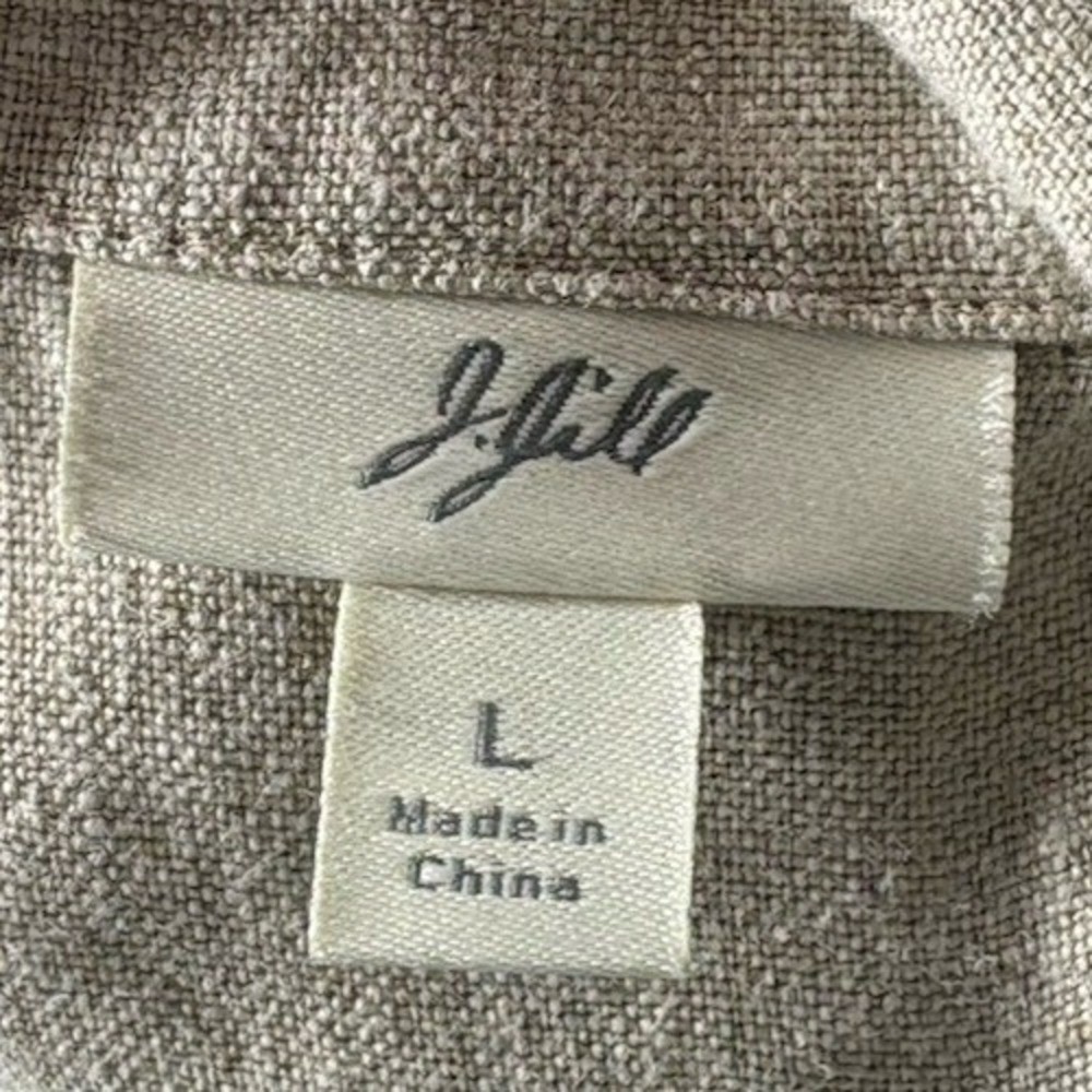 J. Jill Linen Embroidered Blazer Jacket Womens L Beige Smocked Cinched Back Boho - Picture 7 of 8